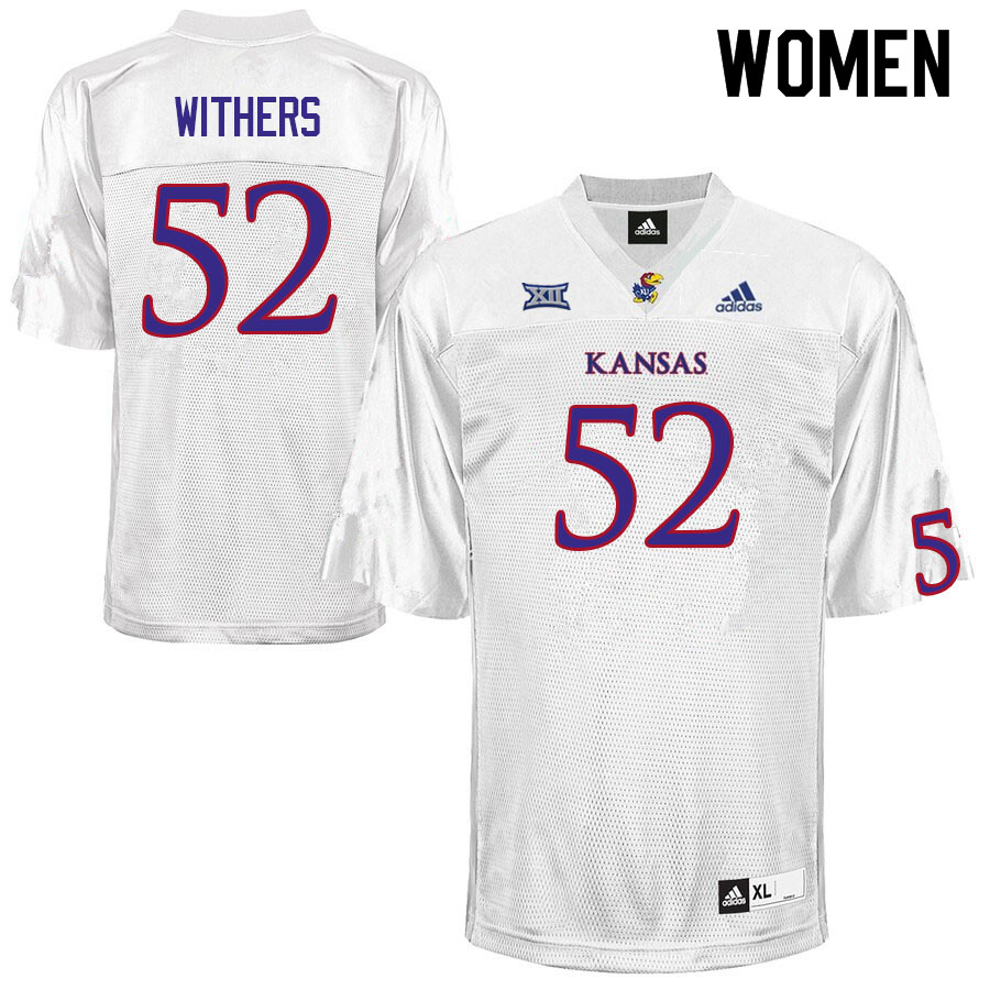 Women #52 D.J. Withers Kansas Jayhawks College Football Jerseys Sale-White